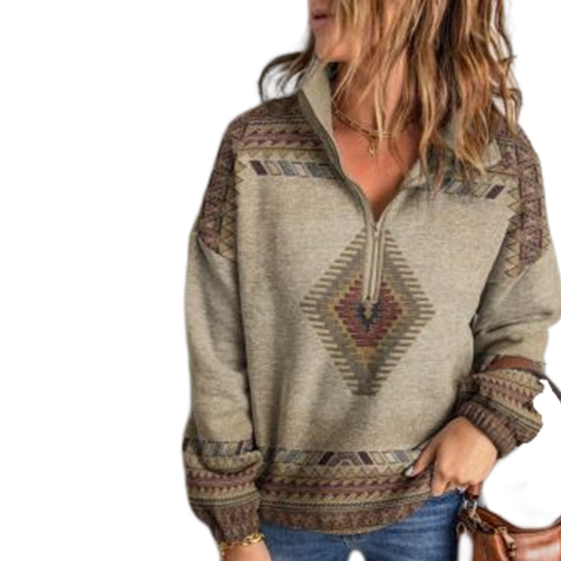 Ethnic Print Long Sleeve T-shirt