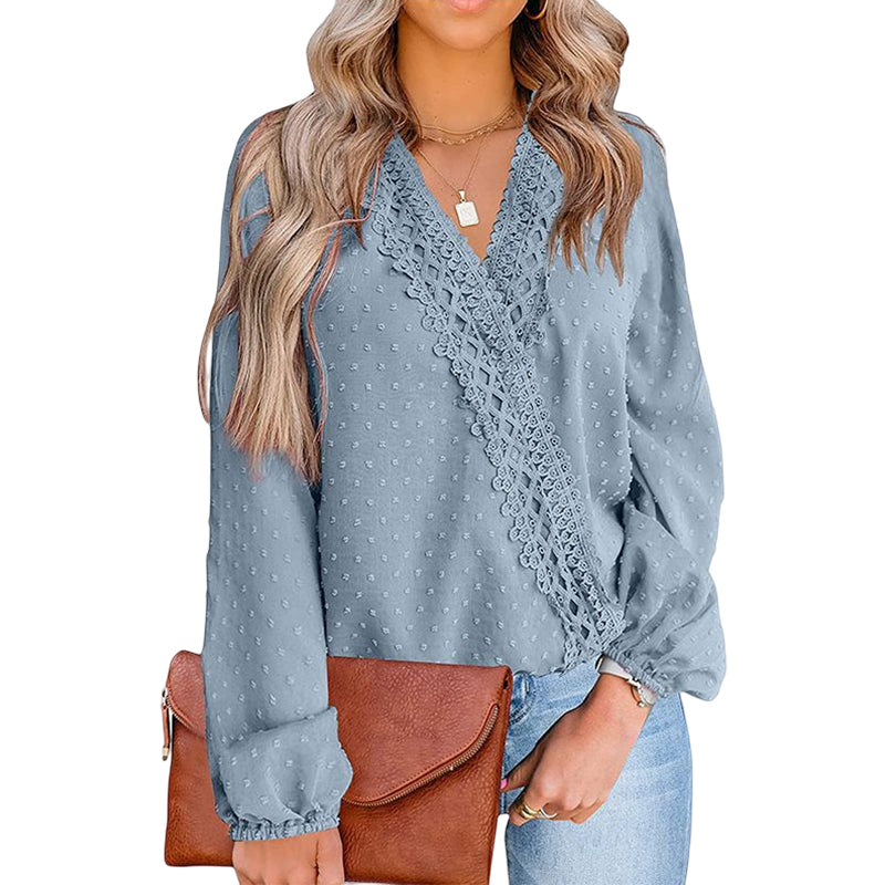 Chiffon Pompom Lace Shirt