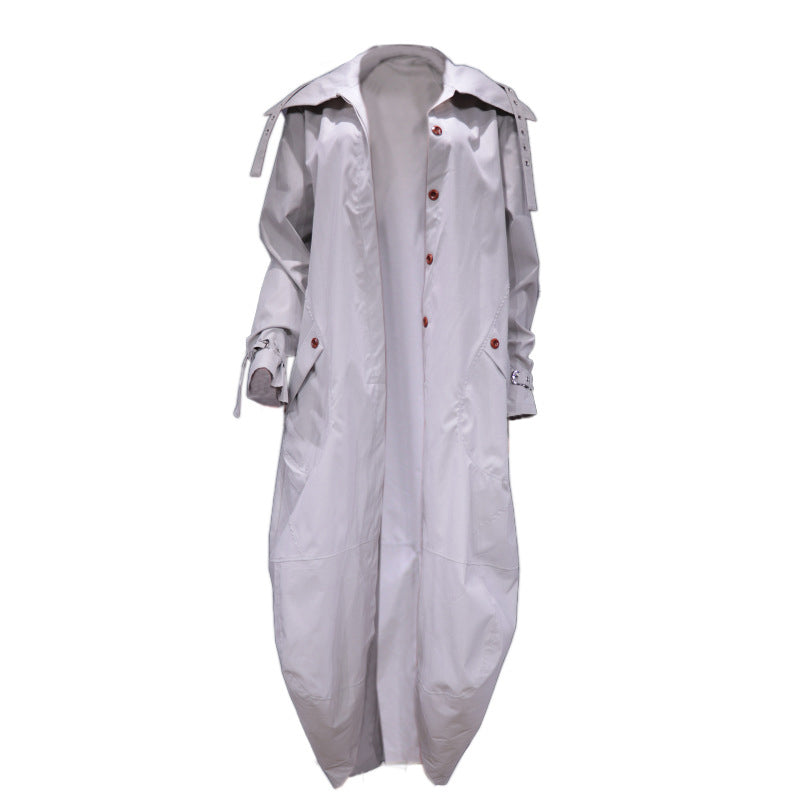 Single Breasted Pocket Design Belted Hem Trench Coat