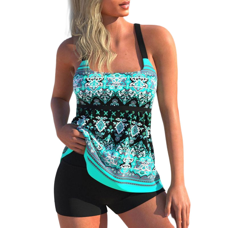 Two-piece Swimsuit with a Boxer Print