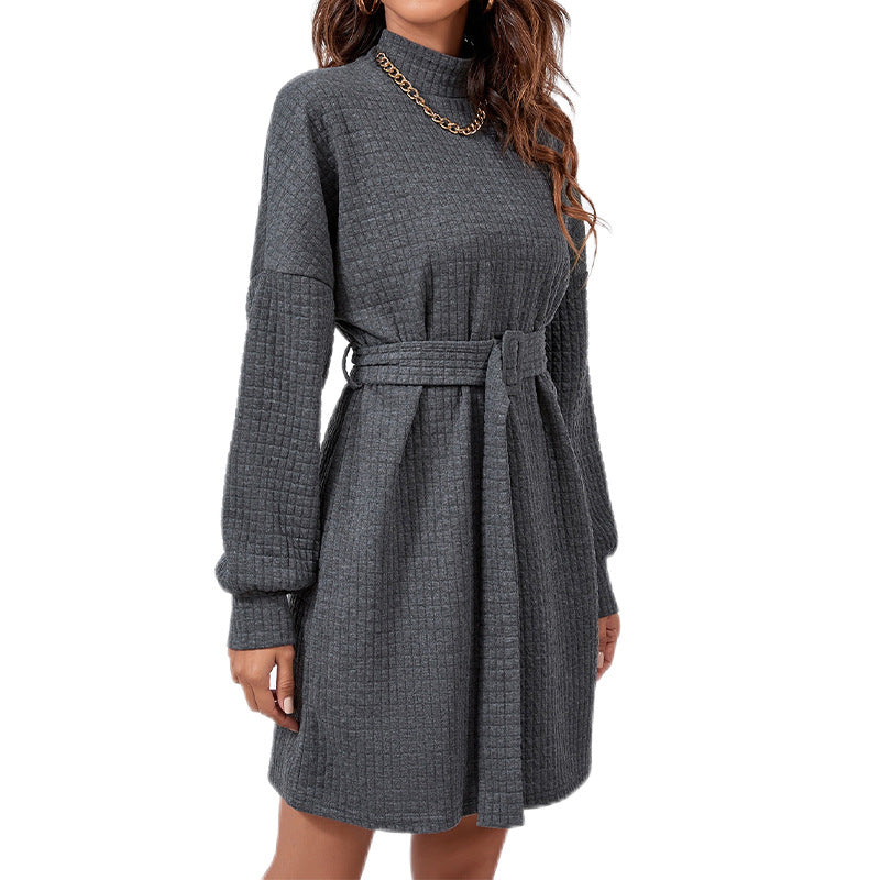 Long Sleeve Belt Dress