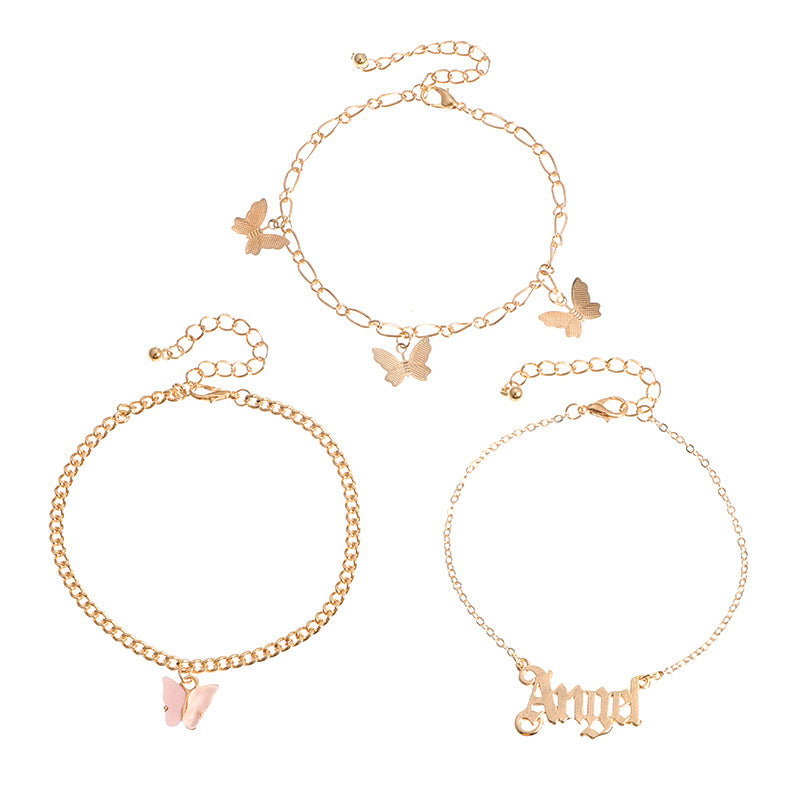 Angel Butterfly Anklet 3 Piece Set
