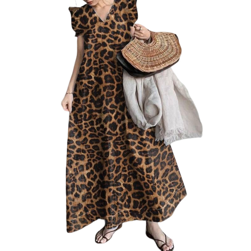 Leopard Print Commuter Long Dress