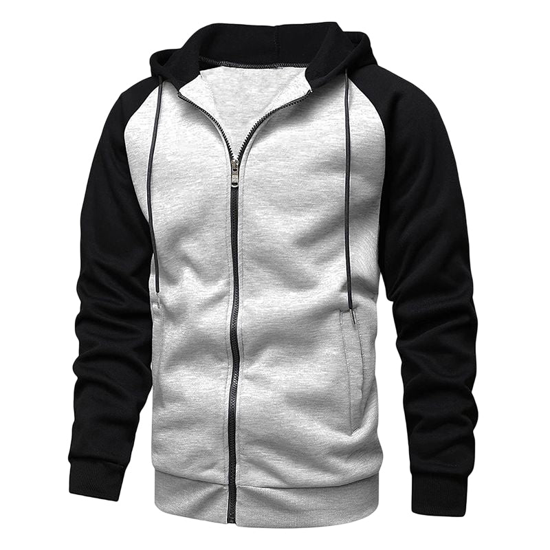 Color Contrast Cardigan Hoodie