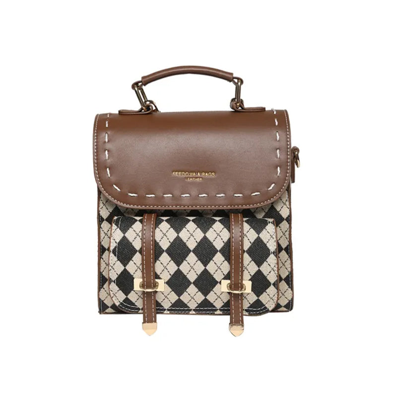 Checkered Pattern Square Backpack