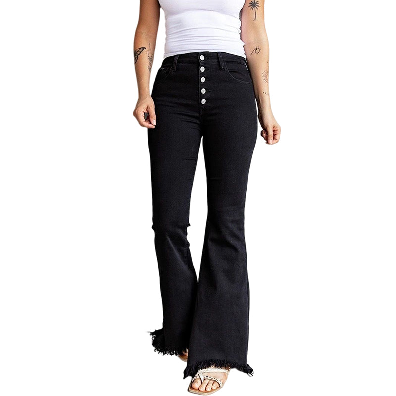 Multi-button Flared Jeans