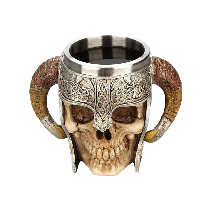 Viking Skeleton Mug with Horn Handles