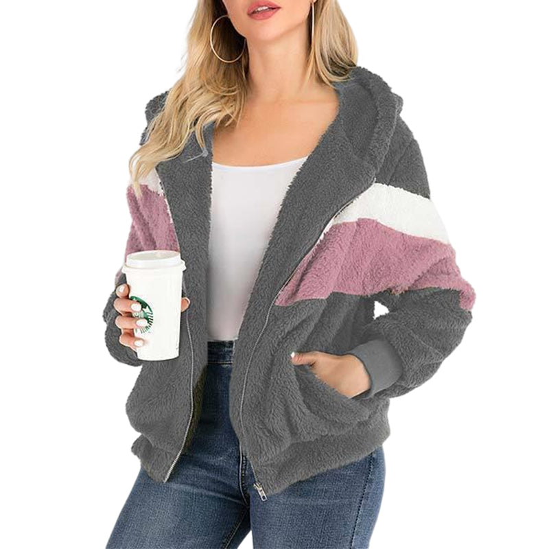 Plush Contrast Zip Sweatshirt