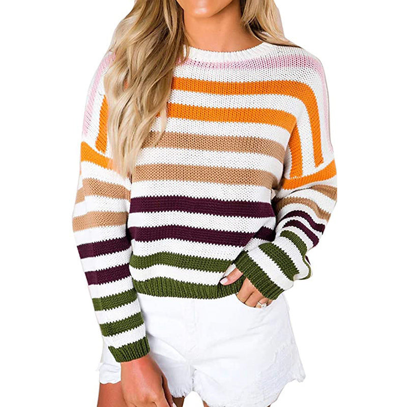 Striped Colorblock Pullover Sweater