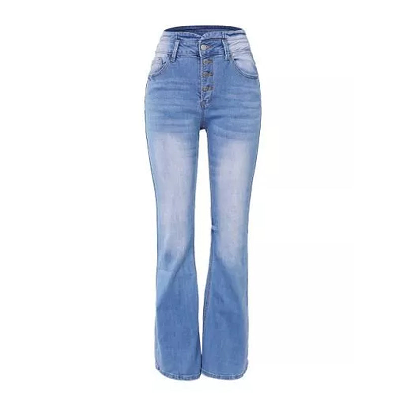 Multi-button Flared Jeans