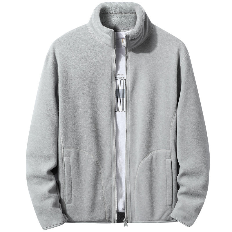 Fleece Stand Collar Reversible Sweatshirt