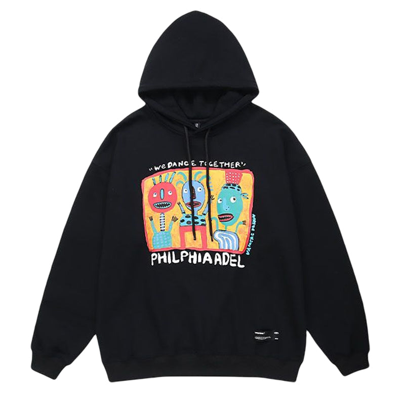 Ladies Autumn Cartoon Graffiti Print Hoodie
