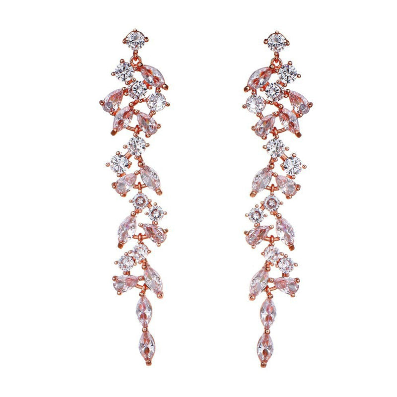 Crystal Petal Tassel Earrings