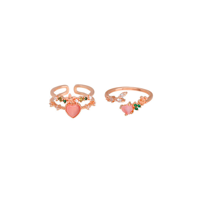 Double Heart Zircon Split Ring