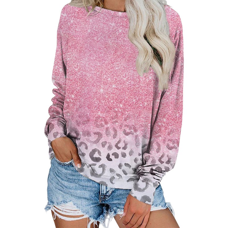 Ombre Cheetah Print Long Sleeve Top