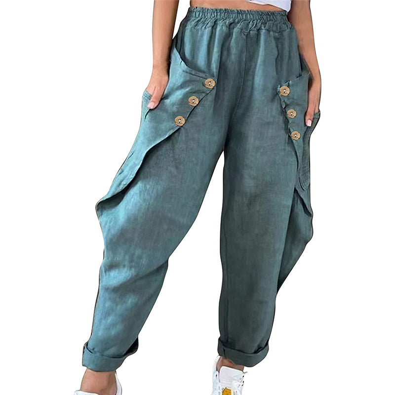 Multi-pocket Button Casual Trousers