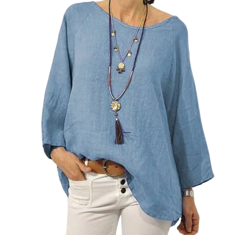 Solid Color Casual Breathable Cotton Linen T-Shirt
