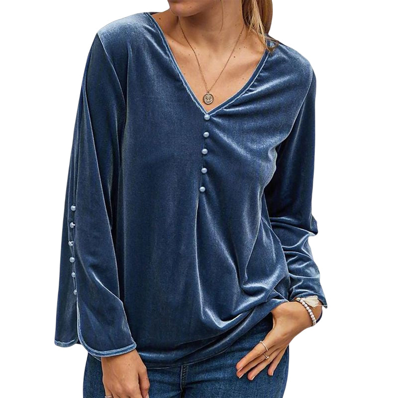 Gold Velvet V-Neck Top