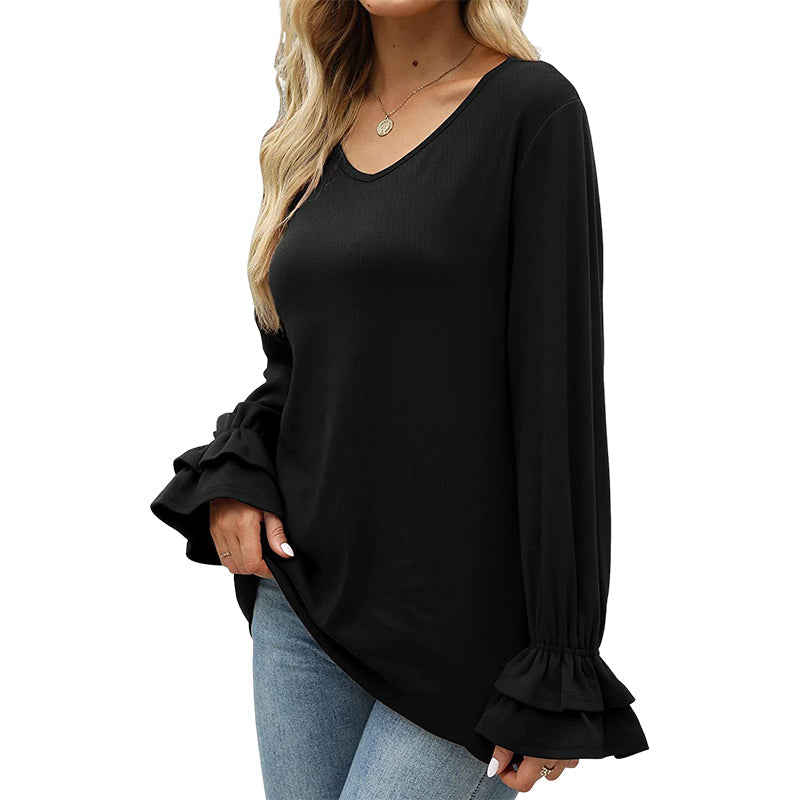 Flare Sleeve Solid T-Shirt