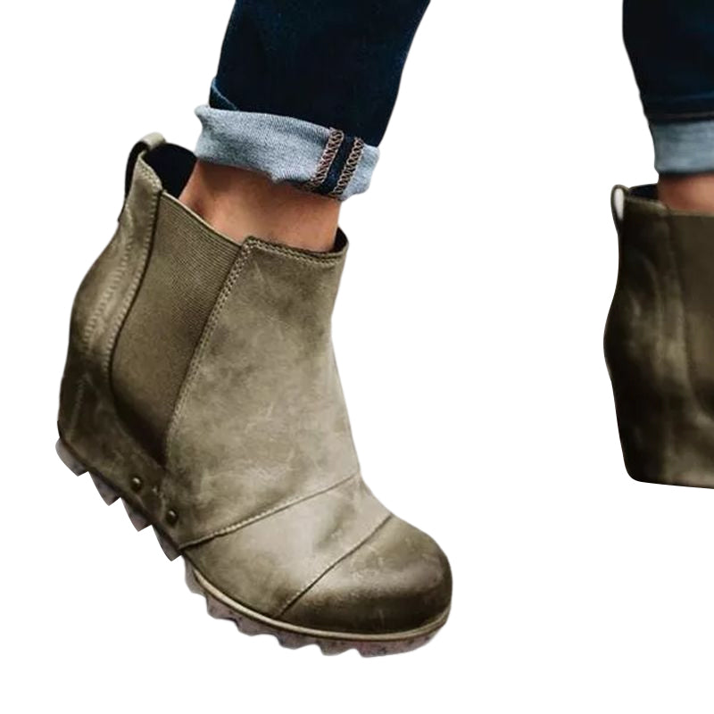 Thick-soled Elasticated Vintage Booties