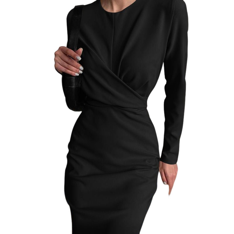 Retro Slim Waist Wrap Hip Dress