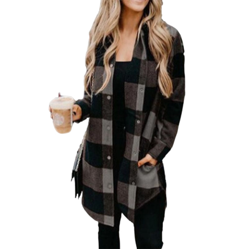 Long Sleeve Plaid Jacket