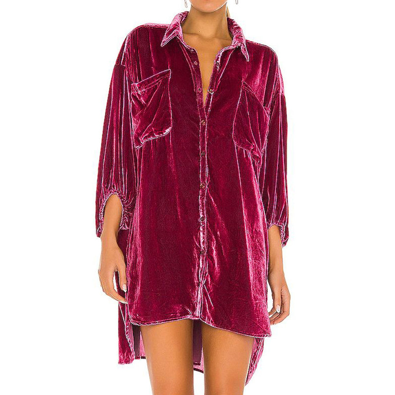 Velvet Balloon Sleeve Shirt