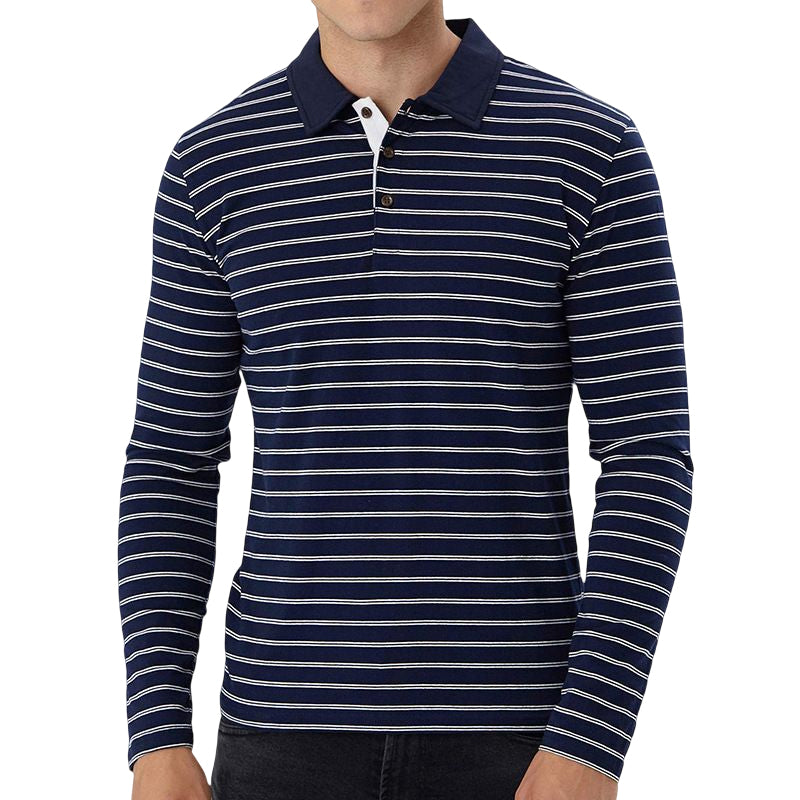 Striped Long Sleeve Polo Shirt