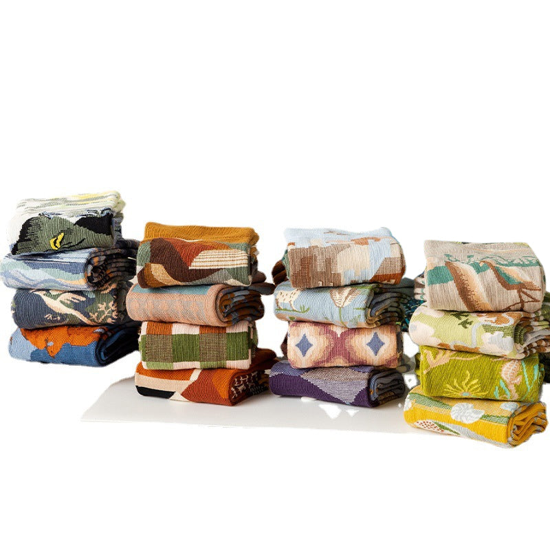 Oil Painting Style Abstract Style Socks