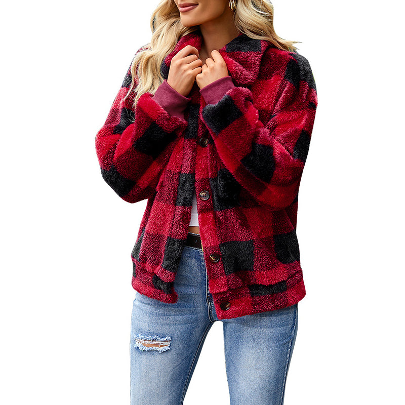 Plaid Thick Fleece Coat