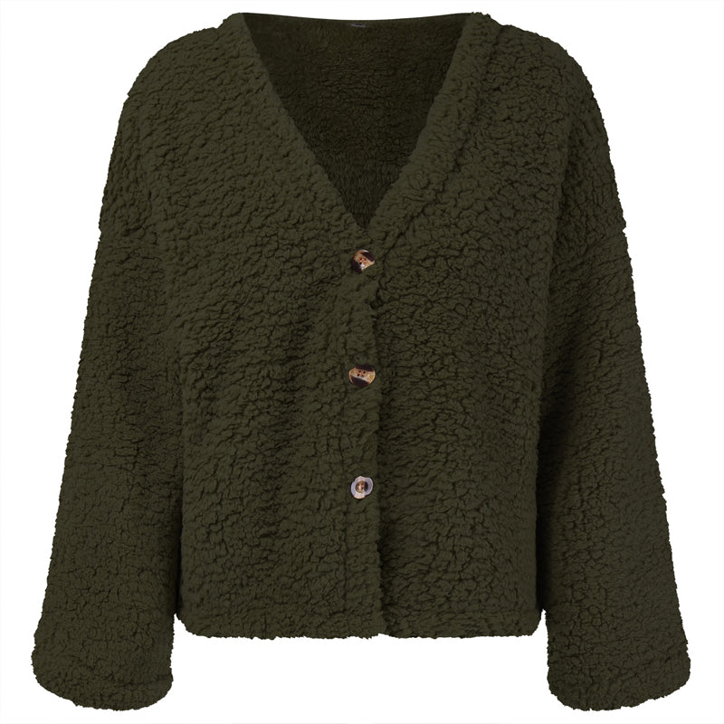 V-neck Plush Jacket