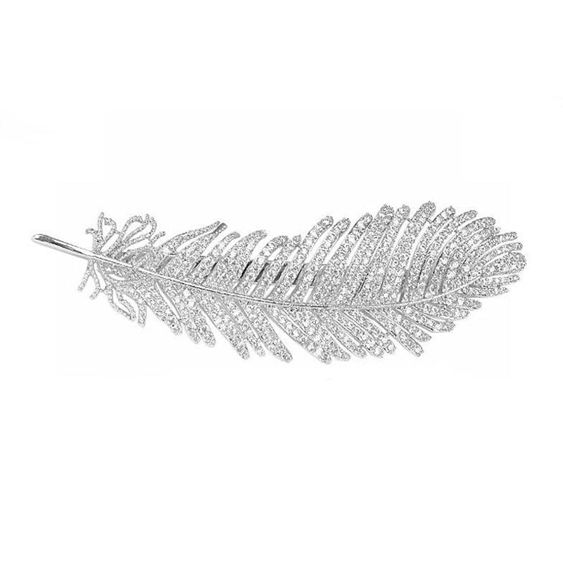 Diamond Feather Barrette