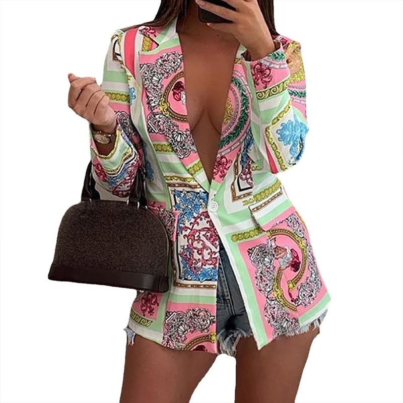 Long Sleeve Fashion Sexy Print Blazer