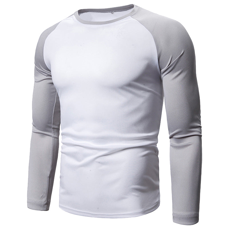 Long Sleeve Panel Crew Neck Men's T-Shirt