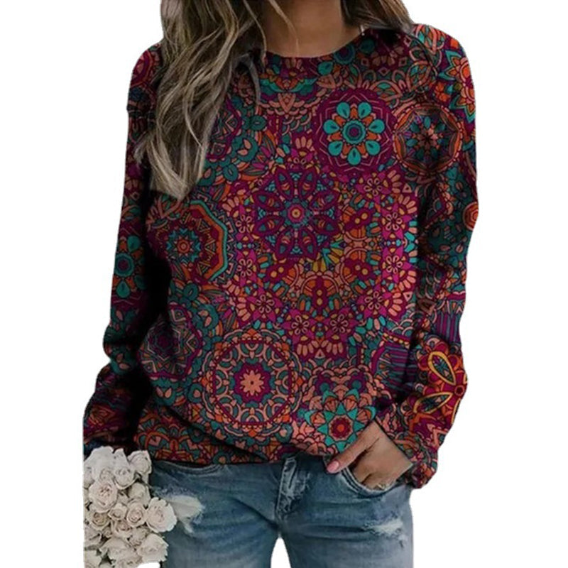 Printed Long-sleeved Crew-neck Sweatshirt