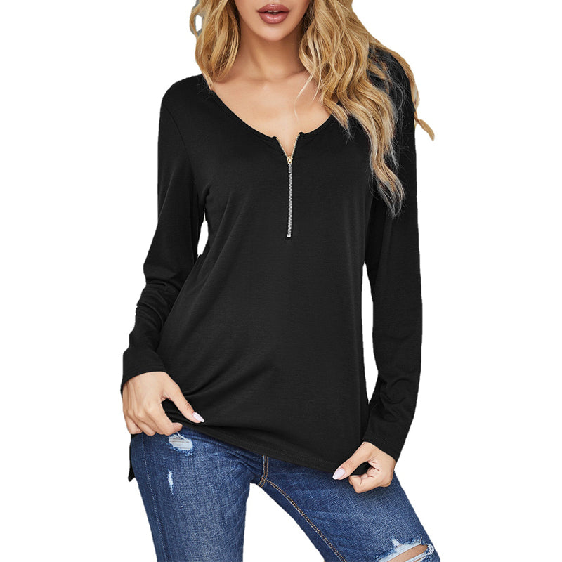 Zip Open Back Long Sleeve T-Shirt