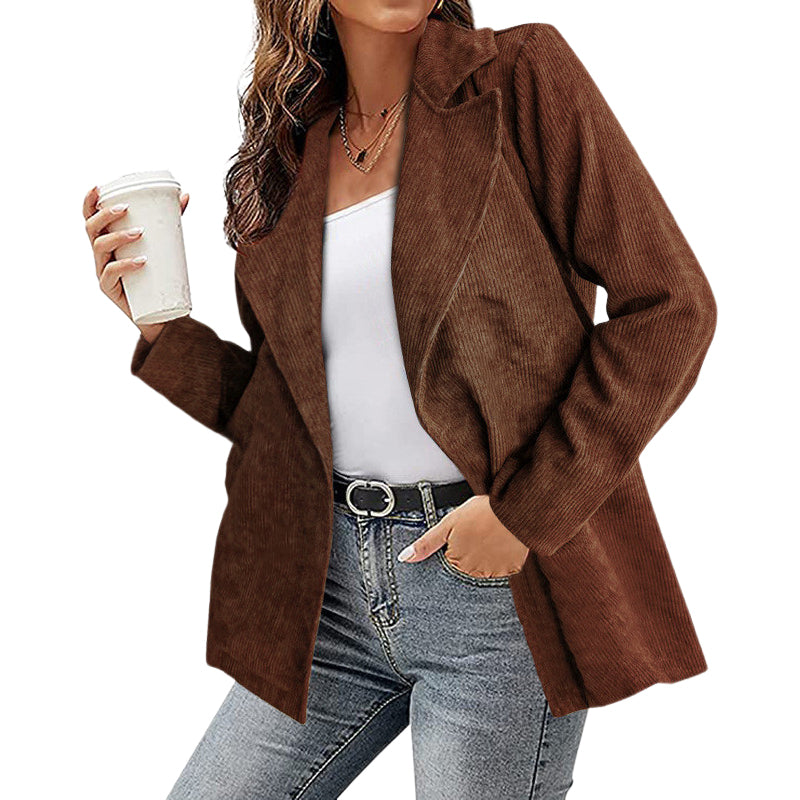 Solid Color Suit Corduroy Cardigan Jacket