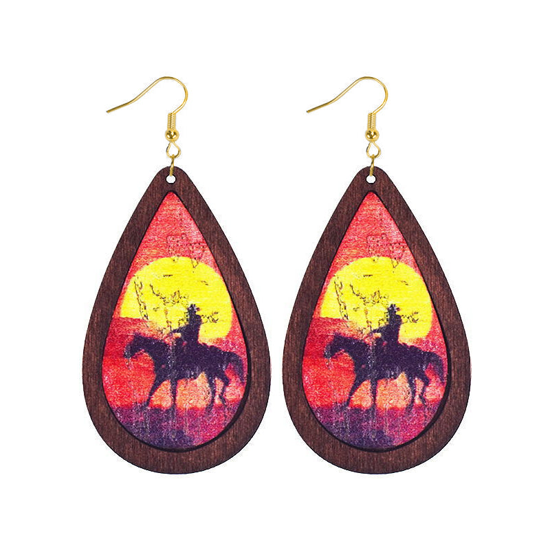 Waterdrop Wood Frame Earrings