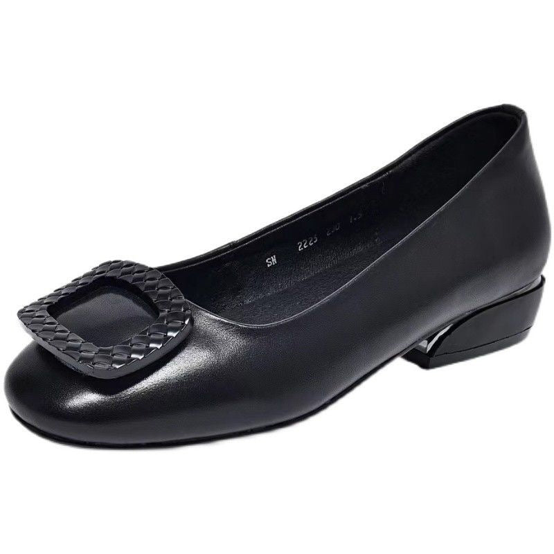 Medium Heel Leather Shoes