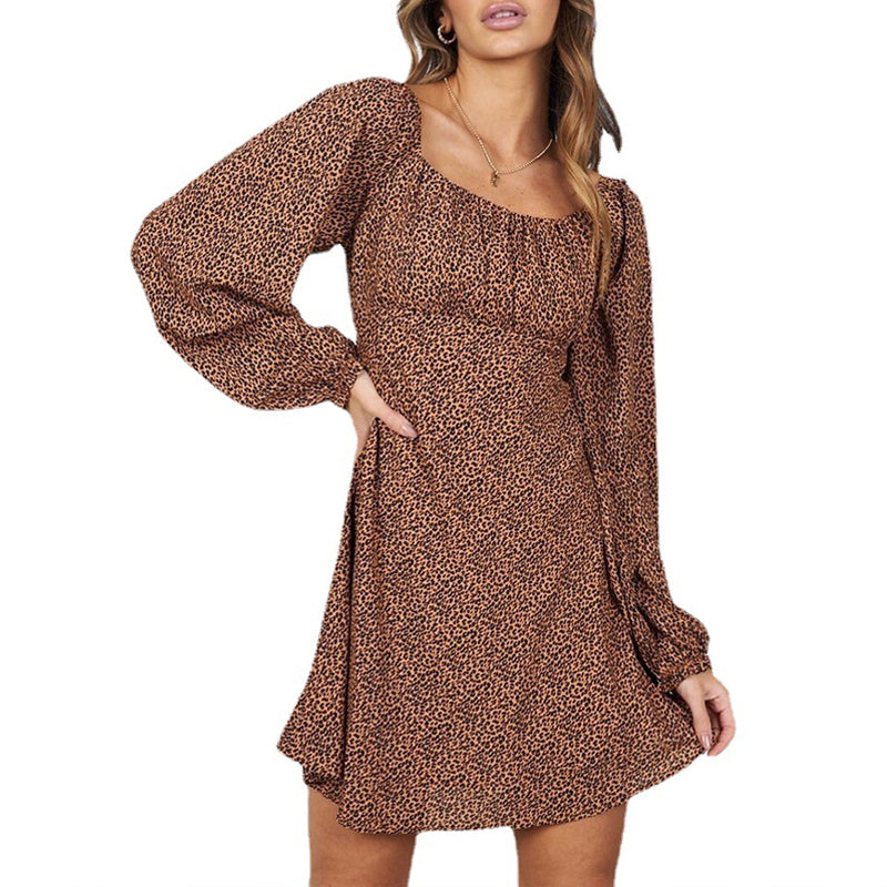 Long Sleeve Leopard Print Dress