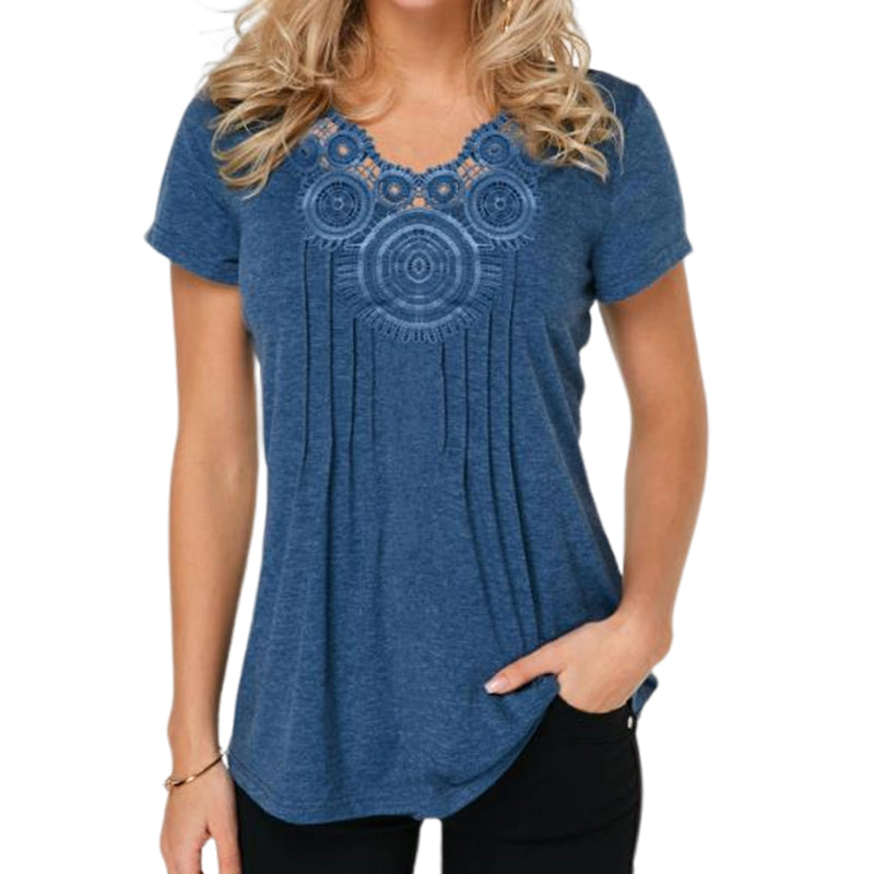 Slim Fit Lace V-Neck T-Shirt