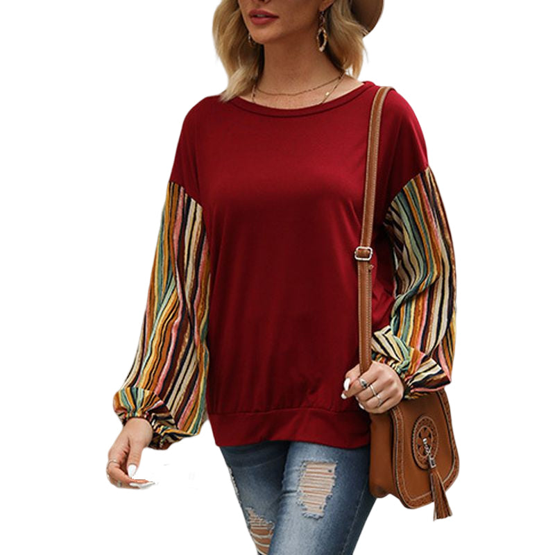 Colorful Striped Sleeve T-Shirt