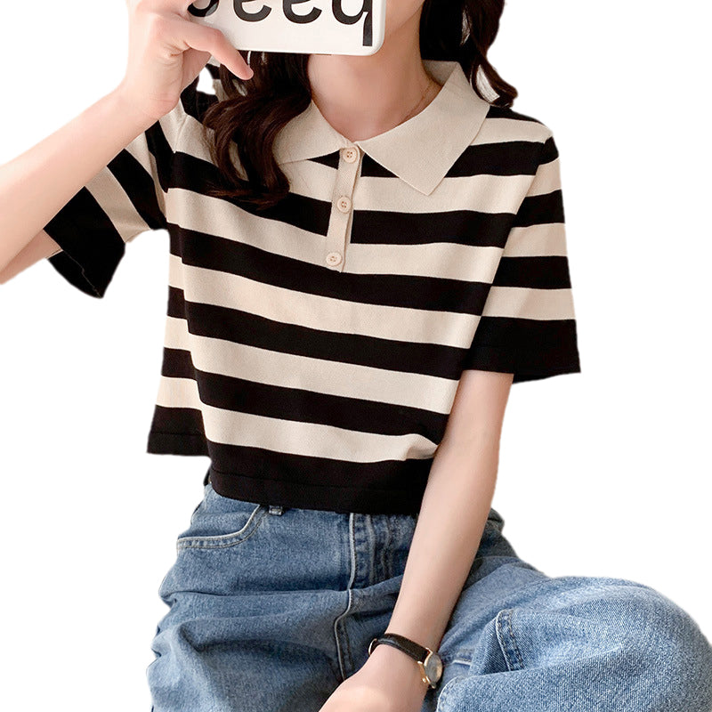 Front Shoulder Polo Neck T-shirt