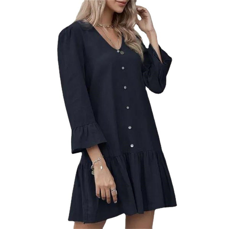 Pleated Bell Sleeve Dress