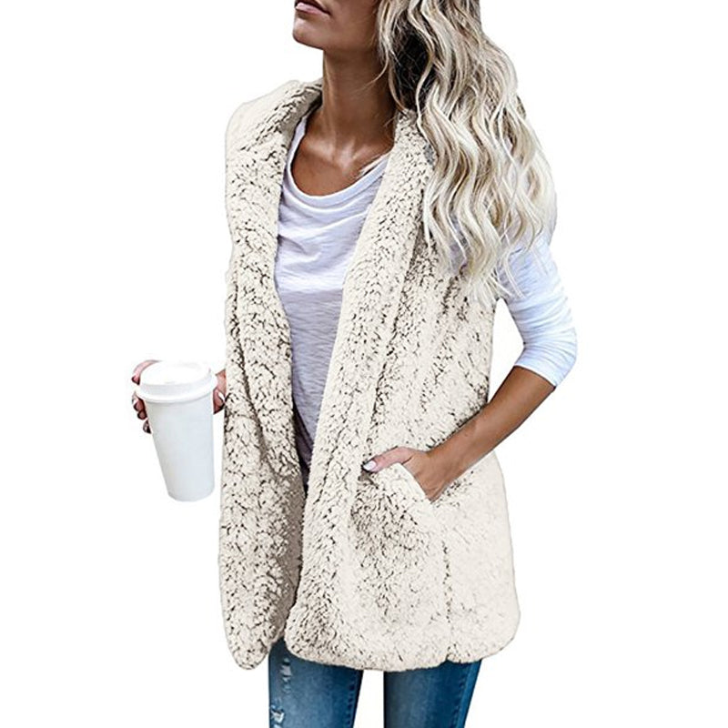 Plush Vest with Hooded Pockets