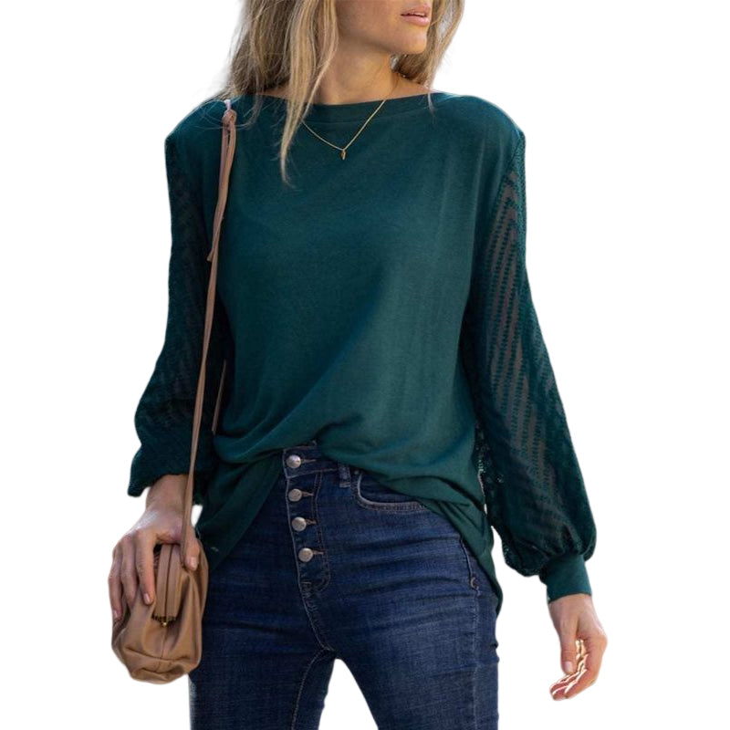 Balloon Sleeve Mesh Top