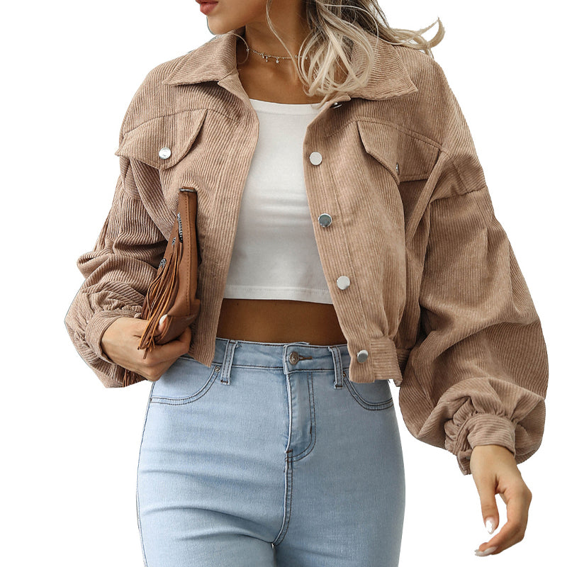 Corduroy Jacket with Lantern Sleeves