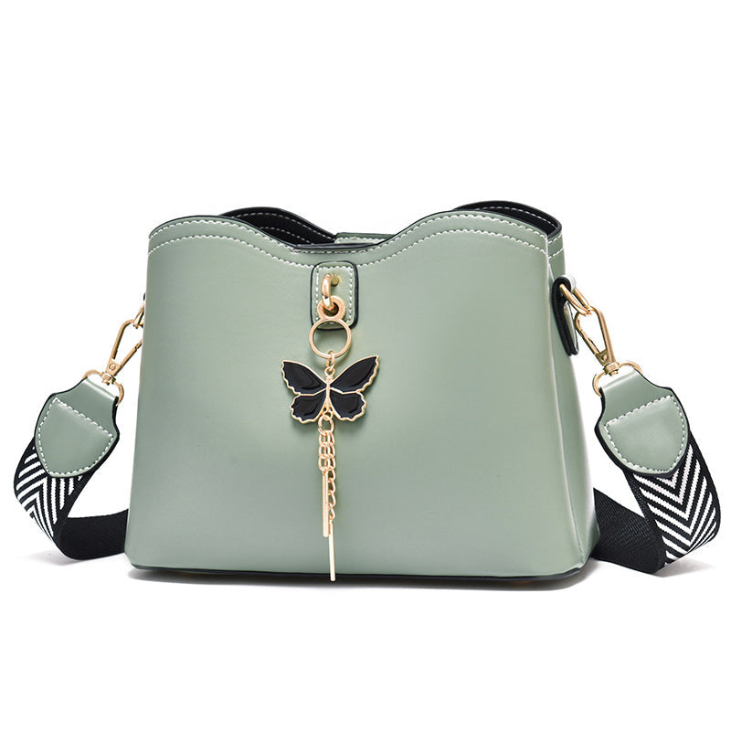 Plain Color Butterfly Leather Shoulder Bag