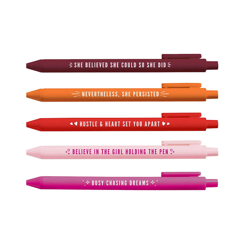 Soft Touch Colorful Girl Power Click Pens(5 PCS)