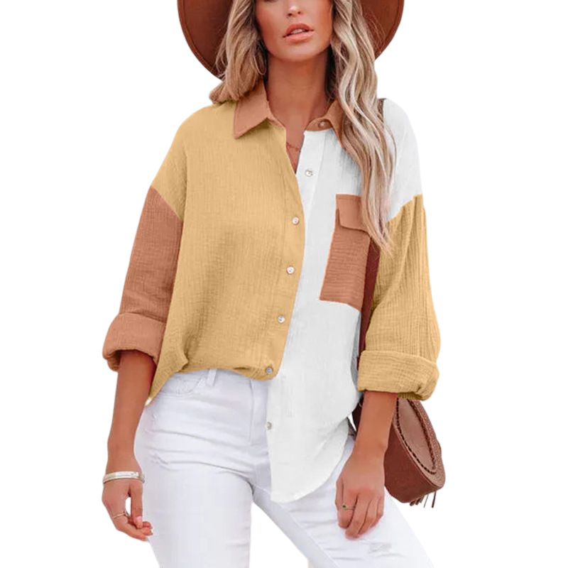 Contrast Panel Drop Shoulder Long Sleeve Shirt